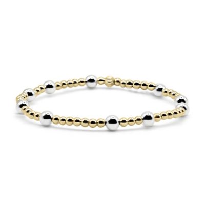 Bowood Lane Non-Tarnishing Gold Filled Ball and Sterling Silver Stretch Bracelet
