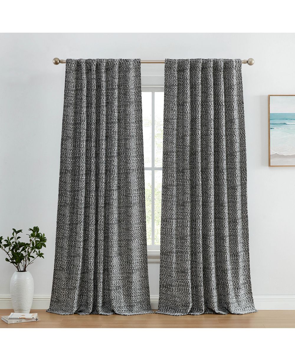 HLC.ME Easton Jacquard Slub Texture - Privacy Curtains with Back Tab Rod Pocket Lightweight Window Curtains Panels, Set of 2