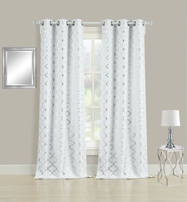 Комплект из 2 штук Kate Aurora Cotton Blend Shabby Metallic Quatrefoil Lattice Ultra Luxurious Grommet Top Window Curtain Panels