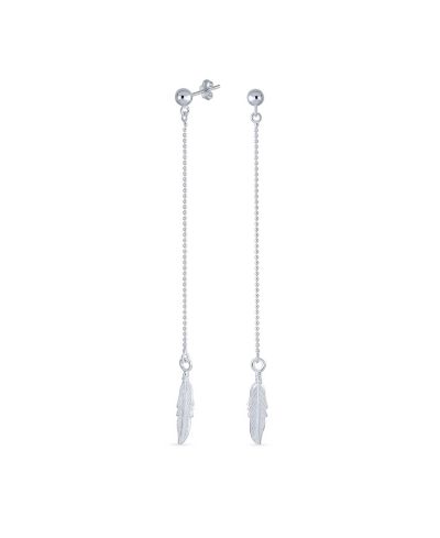 Bling Jewelry серьги с бусинами и листиком, серебро.925, бохо стиль