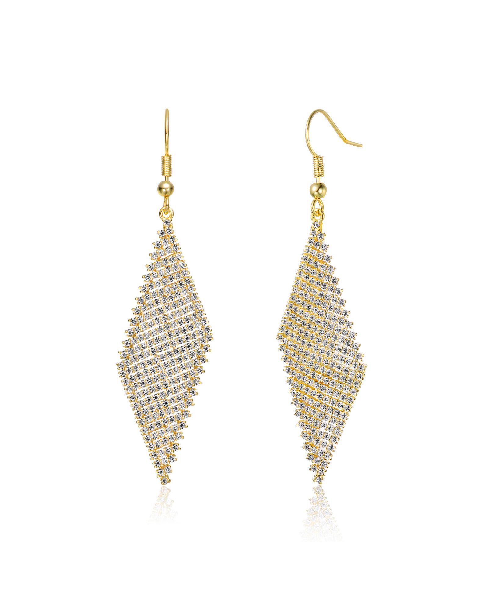 Sterling Silver 14K Gold Plated с White Cubic Zirconia серьги-подвески