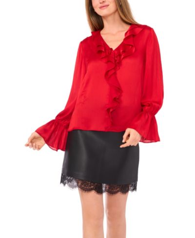 Женский топ Vince Camuto Ruffled V-Neck Bell-Sleeve