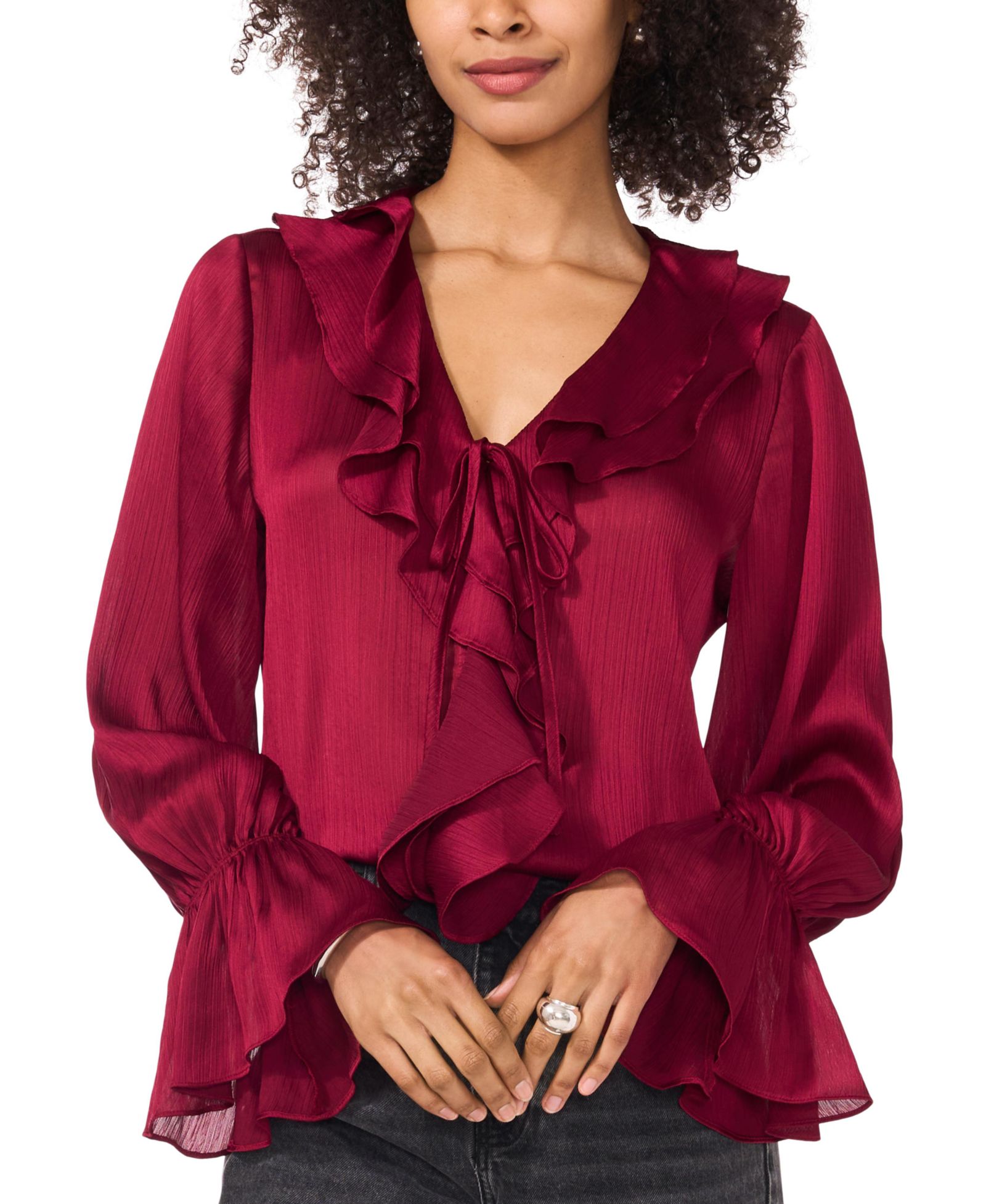 Женский топ Vince Camuto Ruffled V-Neck Bell-Sleeve