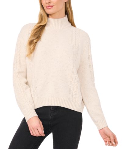 Женский свитер CeCe Mock Neck Cable-Knit Drop-Shoulder