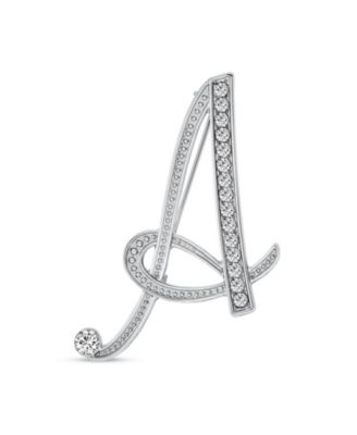 Брошь Bling Jewelry ABC Crystal Letters Initial, серебристая