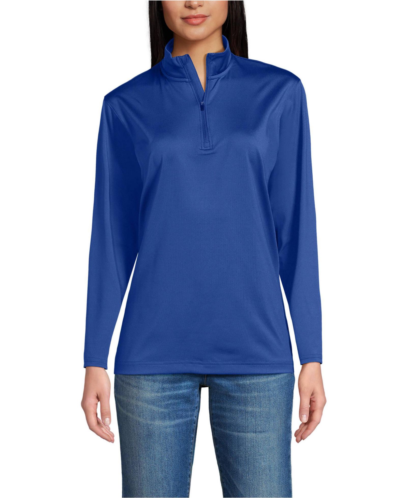 Lands' End Men's School Uniform Unisex Rapid Dry Quarter Zip Pullover