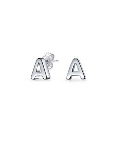 Bling Jewelry ABC Geometric Alphabet Initial Stud Earrings Sterling Silver