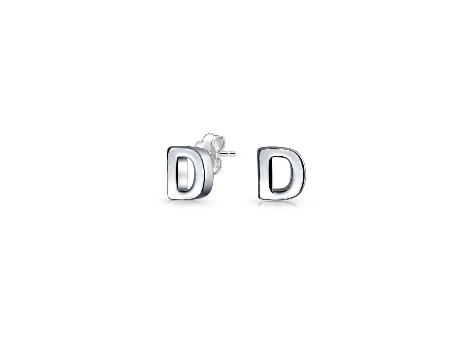 Bling Jewelry ABC Geometric Alphabet Initial Stud Earrings Sterling Silver