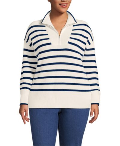 Женский джемпер Lands' End Plus Size Drifter Cotton Quarter Zip Pullover
