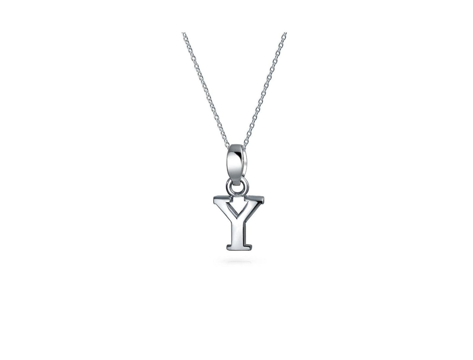 Bling Jewelry ABC Block Letter Alphabet Initial L Pendant Necklace .925 Sterling Silver