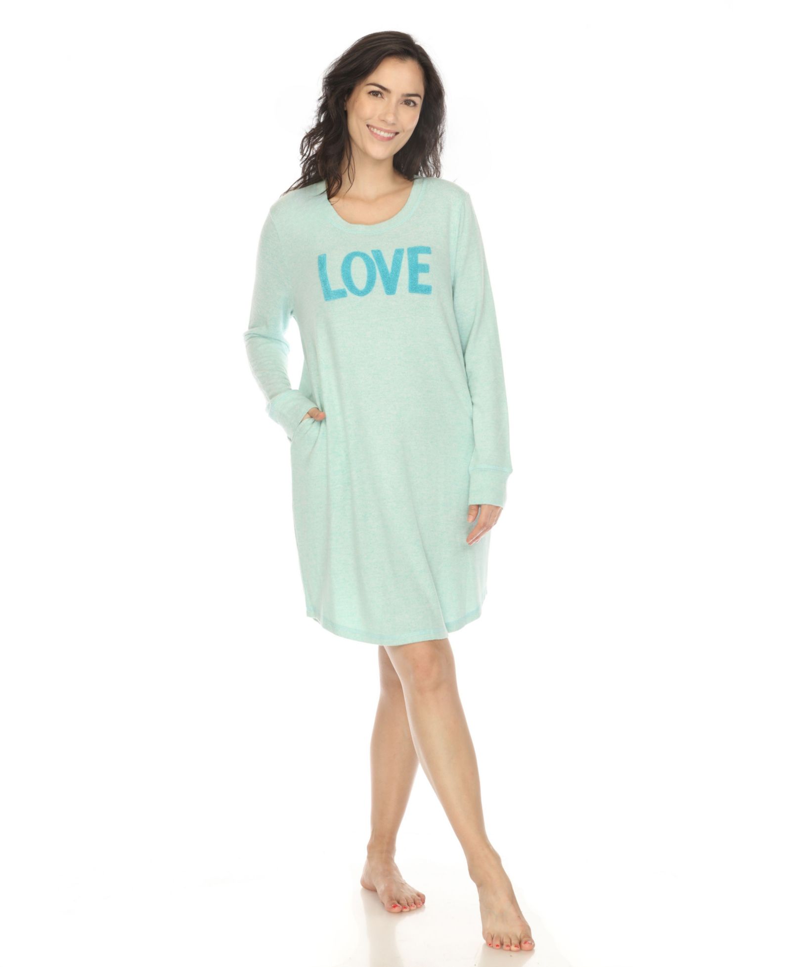 White Mark Women's Long Sleeve Sleepshirt