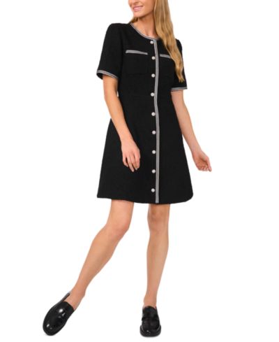 Женское платье CeCe Tweed Short-Sleeve Button-Front Shift