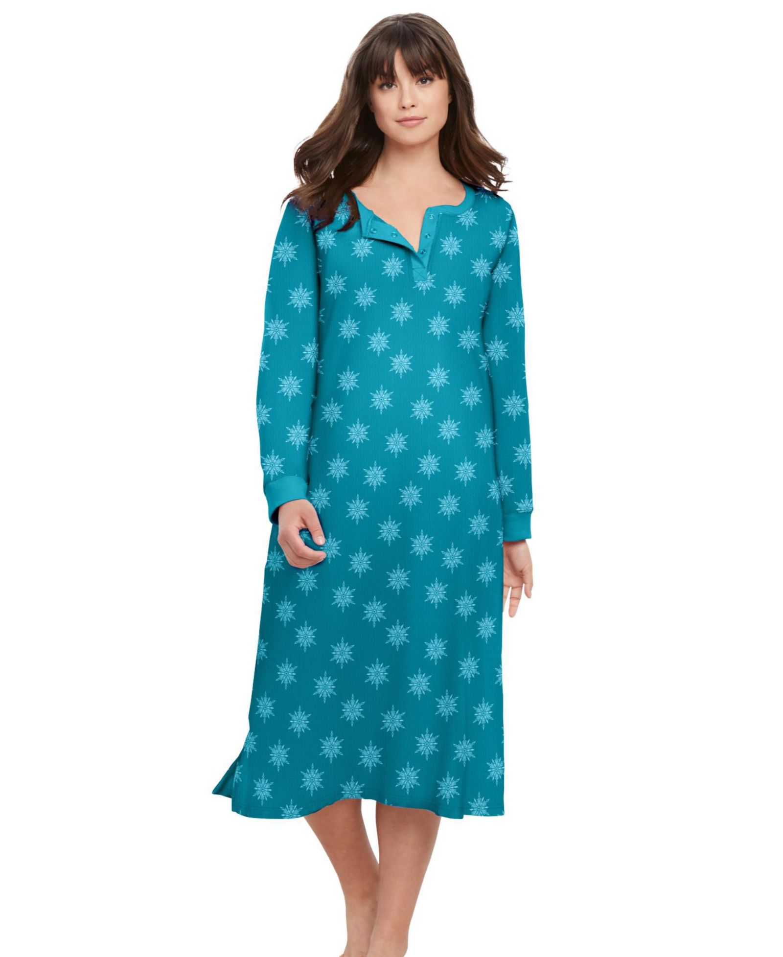 Dreams & Co. Женская термо рубашка Henley Sleepshirt