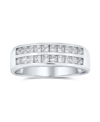 Помолвочное кольцо Bling Jewelry Two Row Cubic Zirconia Channel Set Princess Cut AAA CZ в 925 Sterling Silver