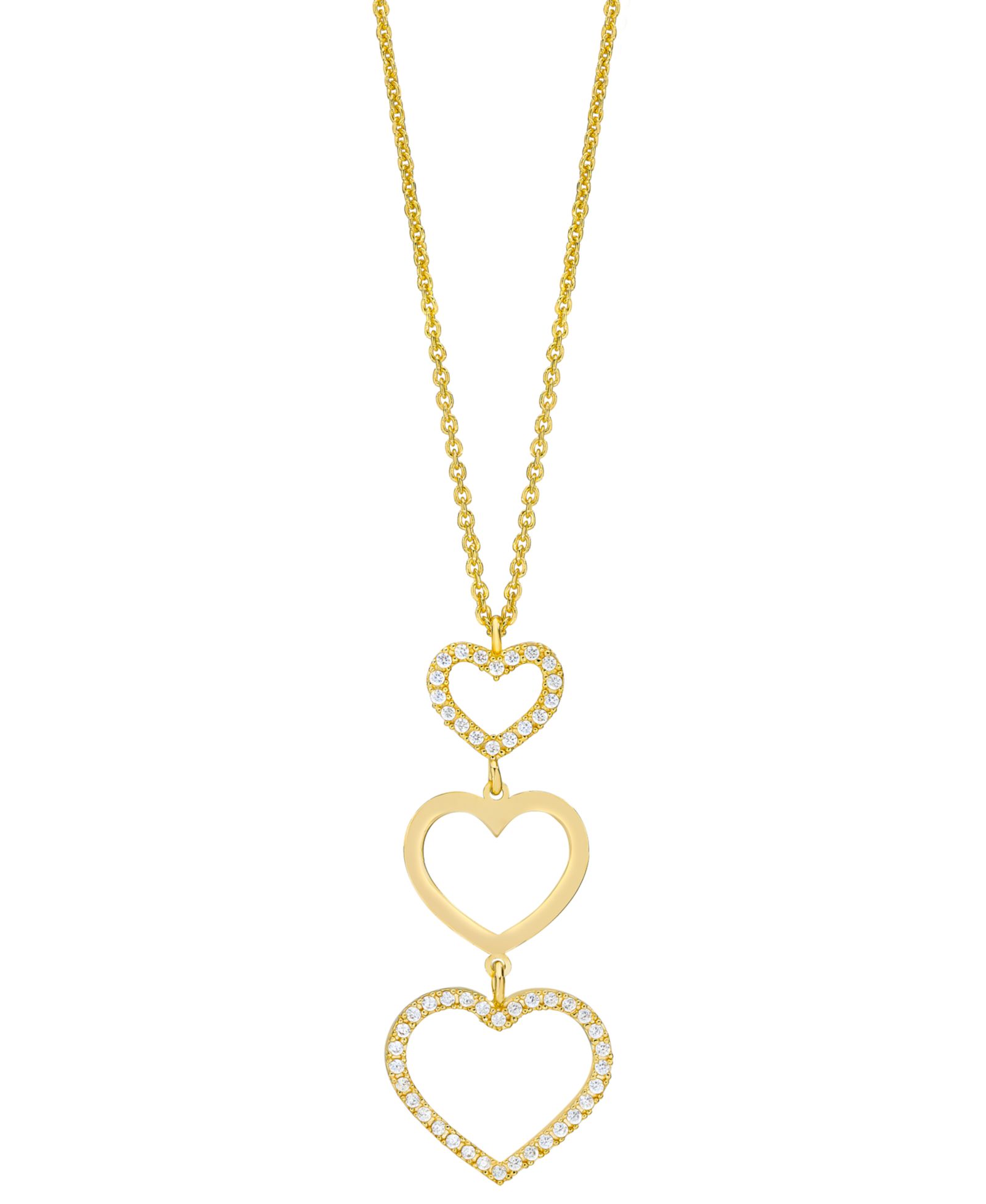 Подвеска-кулон с бриллиантами и открытым сердцем в 14k Gold-Plated Sterling Silver, 18"+2" extender