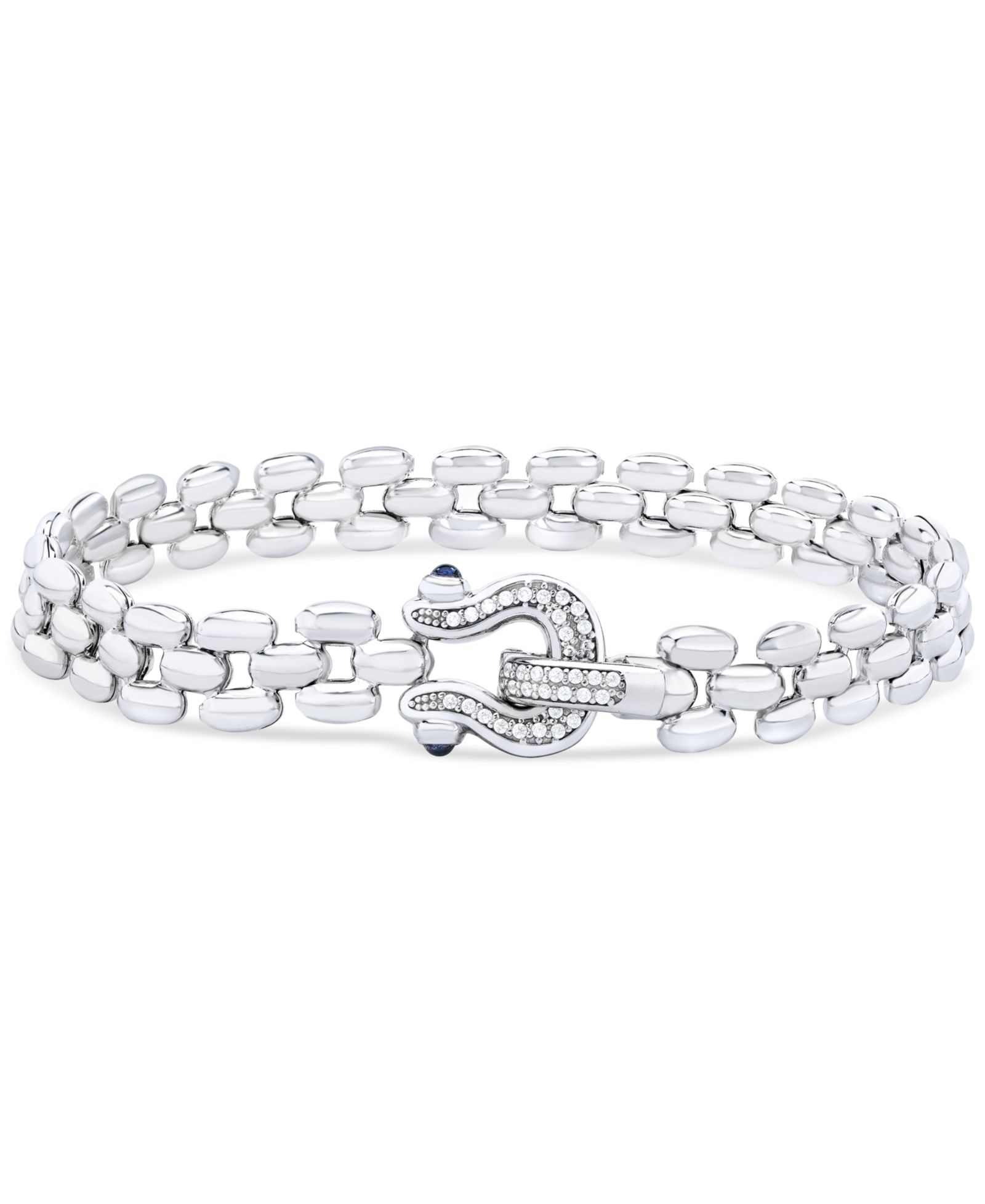 Браслет Diamond Horseshoe Panther Link Chain из стерлингового серебра (1/5 ct. t.w.)