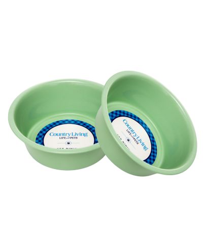 Country Living Set of 2 Coated Stainless Steel Heavy Dog Bowls - Ideal for Medium to Large Breeds - 32oz