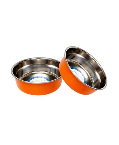 Country Living Set of 2 Heavy Gauge Stainless Steel Dog Bowls - Non-Skid, Durable & Rust-Resistant, Perfect for Food & Water