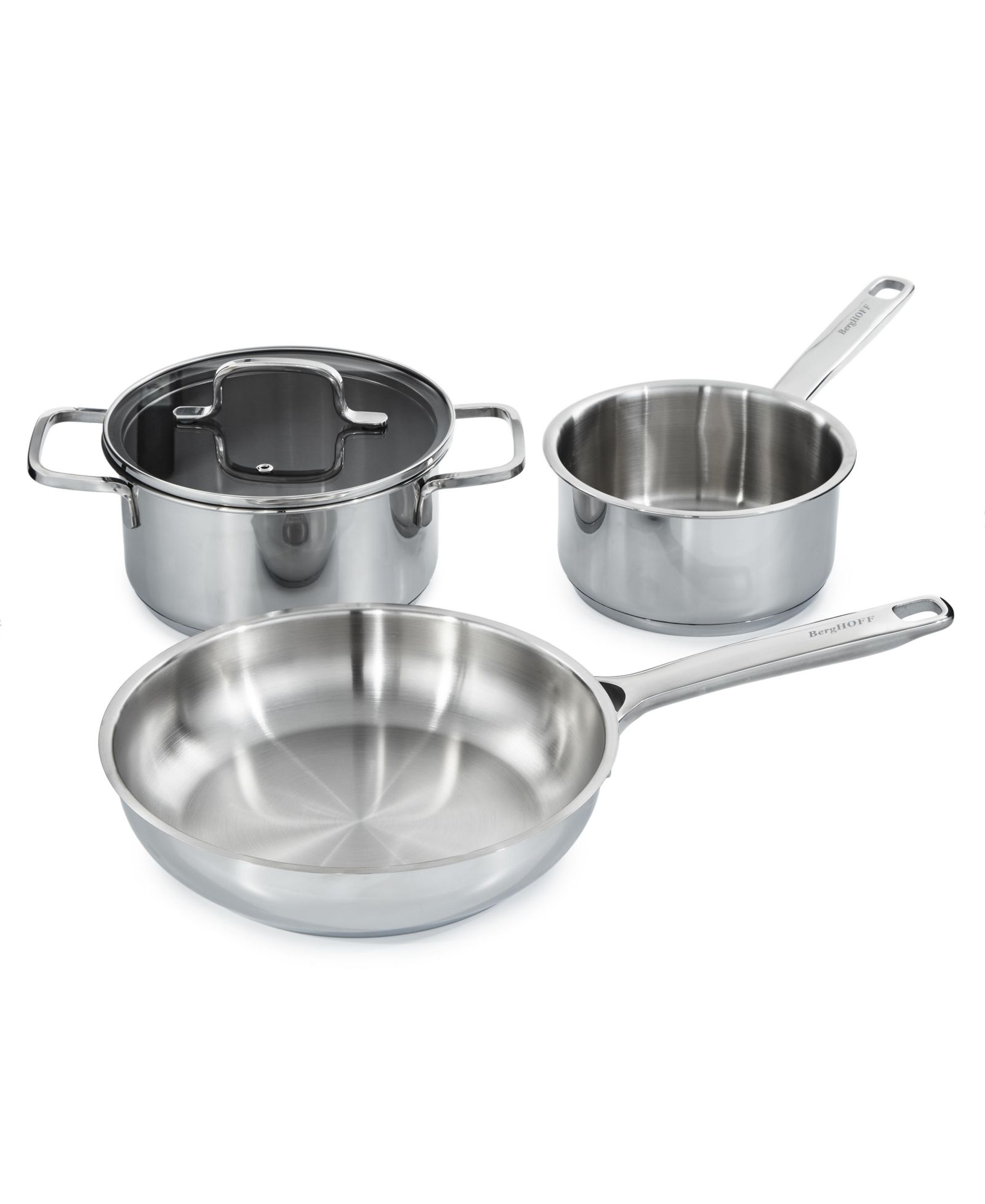 BergHOFF DiNA Helix 5pc 18/10 Stainless Steel Cookware Set, Glass Lids