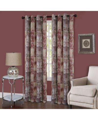 Kate Aurora Traditional Designs 2 Pack Atlanta Scroll Grommet Top Curtain Panels - 84 in. Long - Marsala