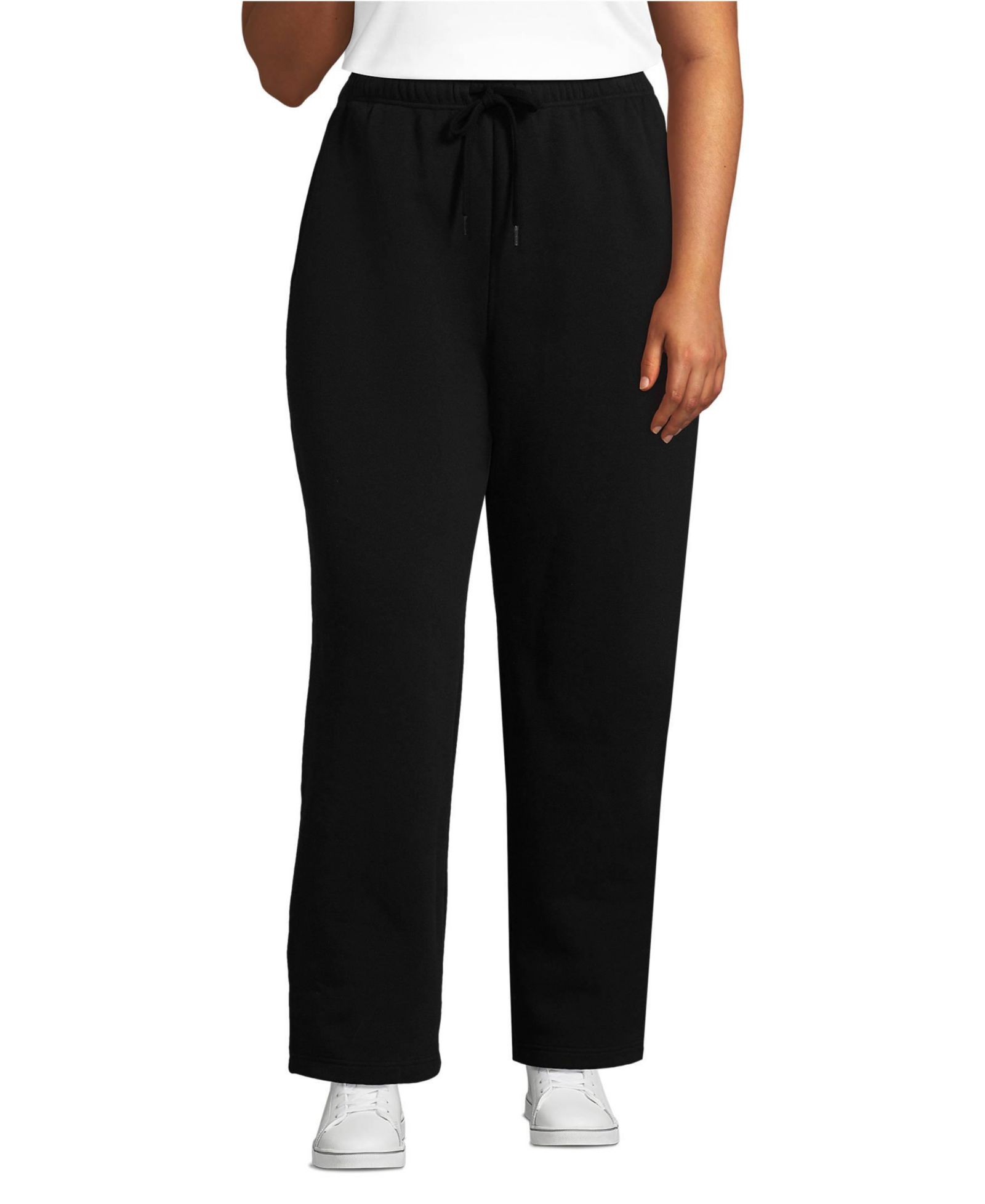 Lands' End Plus Size Serious Sweats High Rise Relaxed Straight Leg Pants - Set Bottom