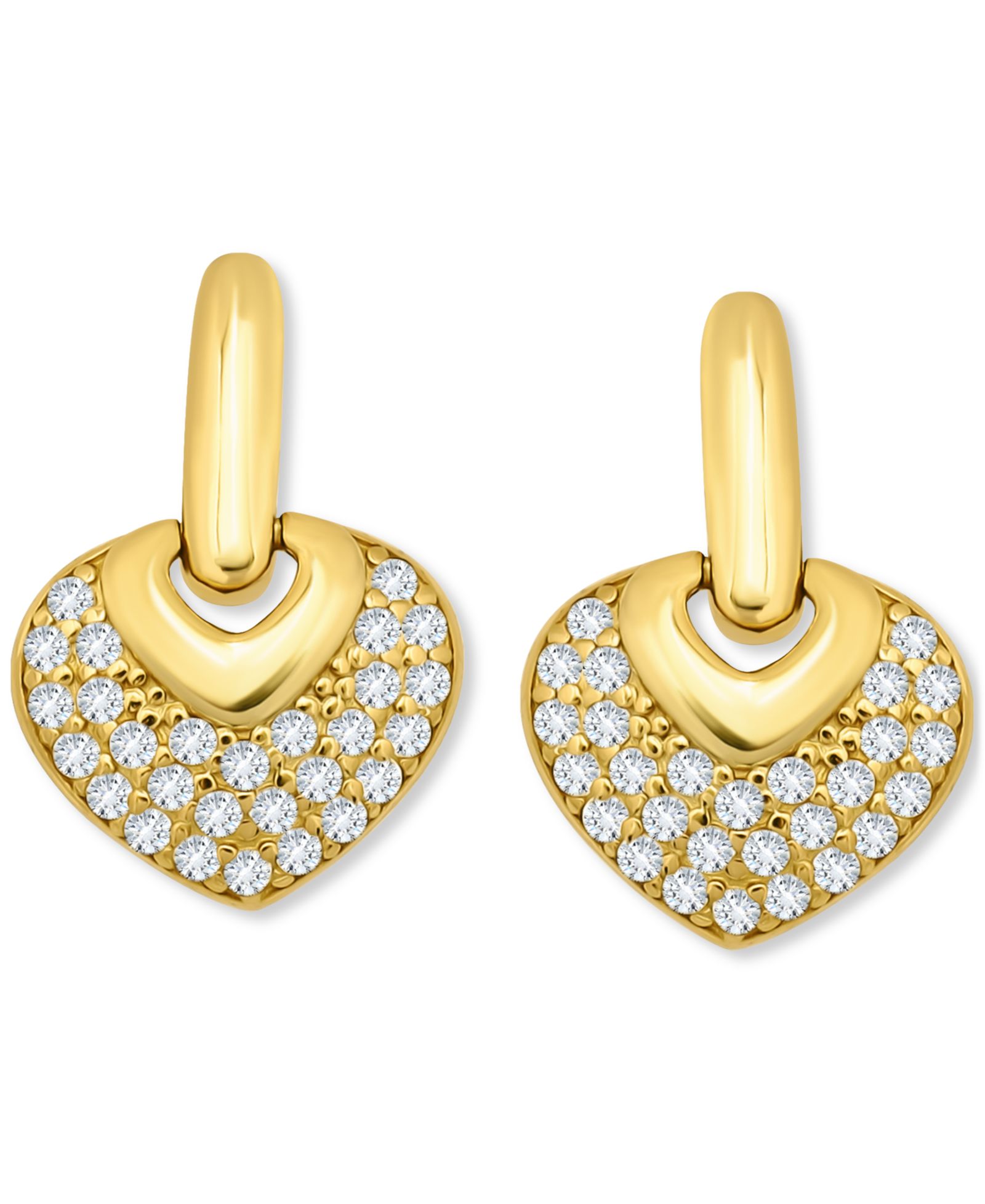 Серьги Giani Bernini Pavé Cubic Zirconia Heart Door Knocker в 18k Gold Over Sterling Silver