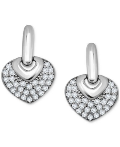 Серьги Giani Bernini Pavé Cubic Zirconia Heart Door Knocker в 18k Gold Over Sterling Silver