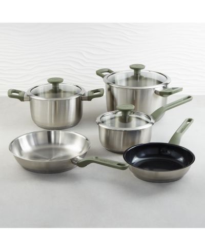 Набор кухонной посуды BergHOFF Leo Bolt 8pc Recycled Stainless Steel, Green