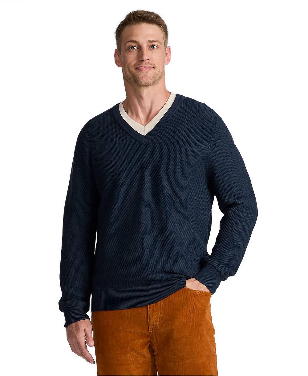 Lands' End Men's Long Sleeve Washable Merino Wool V-neck Sweater