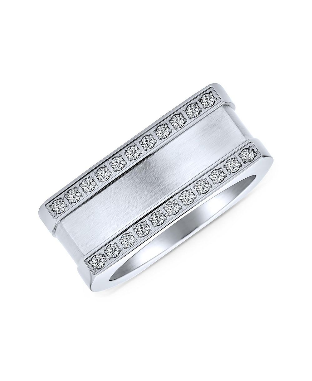 Кольцо-печатка Bling Jewelry Geometric Pave CZ из нержавеющей стали с цирконием