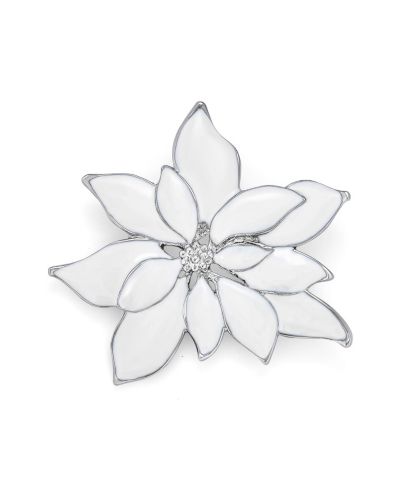 Большая рождественская брошь Bling Jewelry с красной эмалью в виде пуансеттии, посеребренная