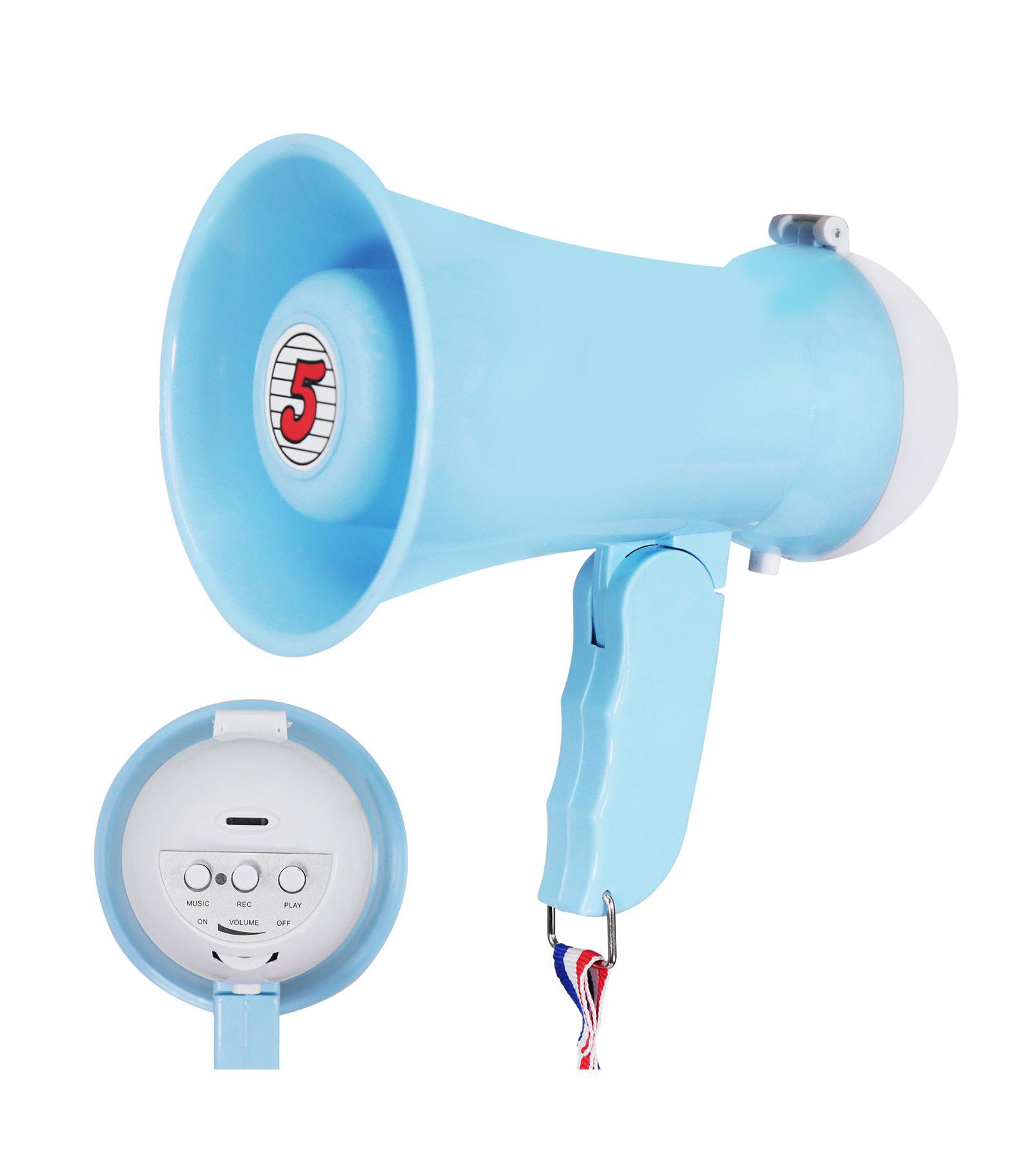 Мегафон 5 Core Bullhorn Speaker 15W Mini Battery Power w Siren 400 Yard Range - SKY BLUE