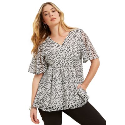 June & Vie Women's Faux Wrap Fit-And-Flare Top