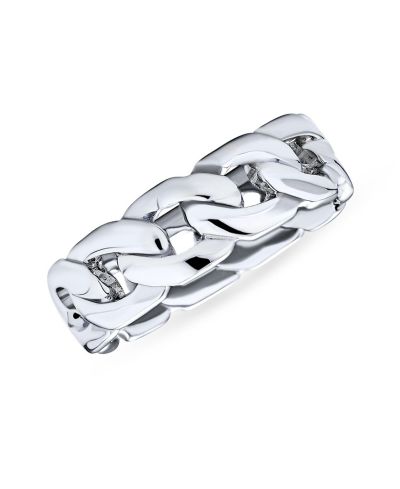 Bling Jewelry Унисекс кольцо-полоса с цепью Curb из стерлингового серебра 6MM