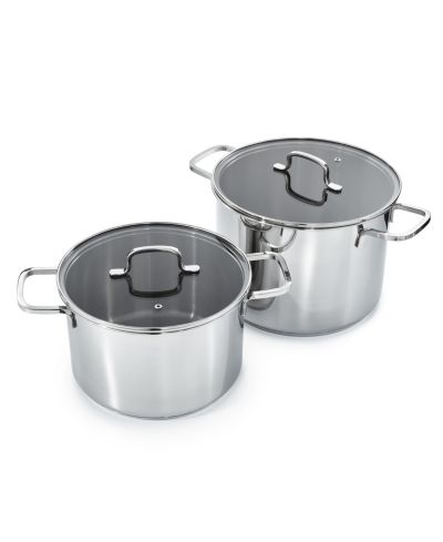BergHOFF DiNA Helix 4pc 18/10 Stainless Steel Stockpot Set, Glass Lids