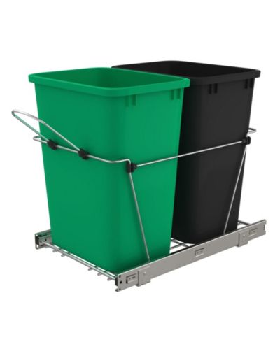 Rev-A-Shelf двойной выдвижной мусорный контейнер 35 qt для кухни, зеленый, RV-18KD-1918C-S