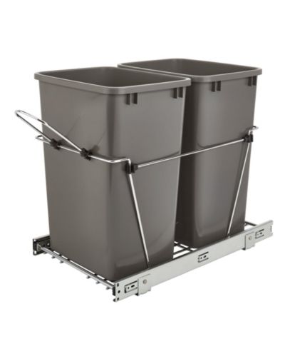Двойной выдвижной мусорный контейнер Rev-A-Shelf, 35 qt., серый, RV-18KD-13C-S