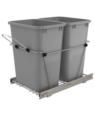 Rev-A-Shelf двойной выдвижной мусорный контейнер 35 qt для кухни, серебристый, RV-18KD-17C S
