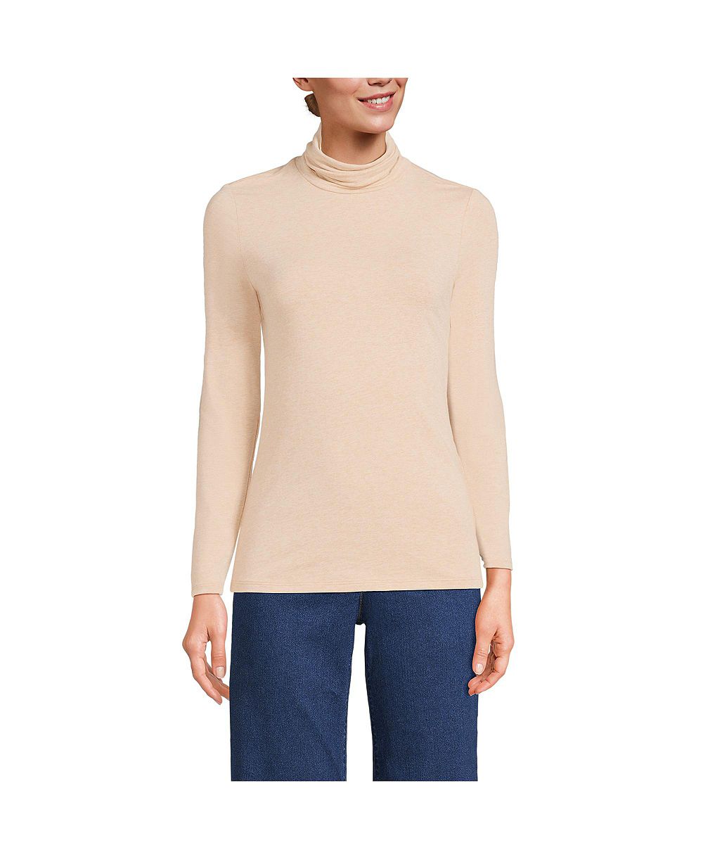 Lands' End Women's Lightweight Jersey Skimming Long Sleeve Turtleneck