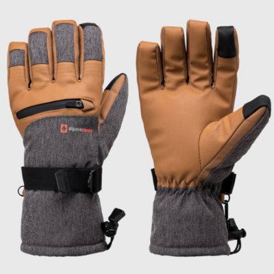 Alpine Swiss Men's Waterproof Snow Gloves Zipper Pockets Winter Sport Mittens
