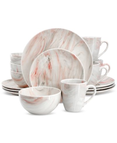 Elama Marble 16 Pc. Dinnerware Set, Service for 4