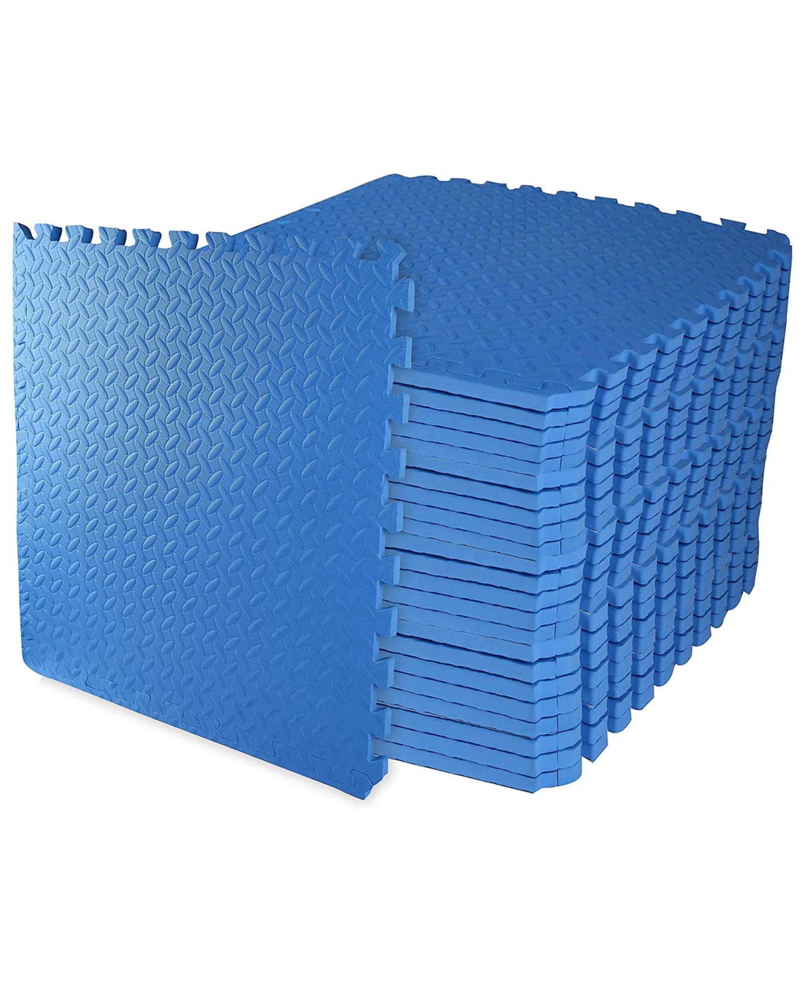 BalanceFrom Fitness 96 Sq Ft Interlocking EVA Foam Exercise Mat Tiles, Blue