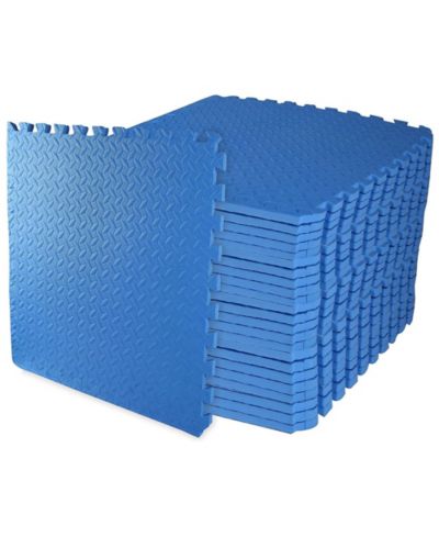 BalanceFrom Fitness 96 Sq Ft Interlocking EVA Foam Exercise Mat Tiles, Blue