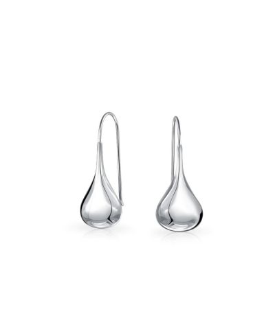 Bling Jewelry Puff Raindrop Teardrop Dangle Earrings Fishhook .925 Sterling Silver .75"