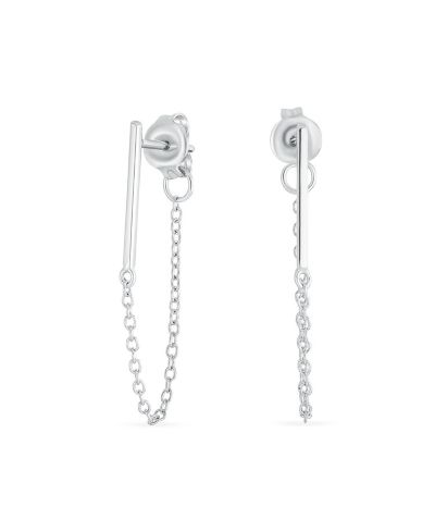 Серьги-гвоздики Bling Jewelry Minimalist Bar Dangle Chain, стерлинговое серебро