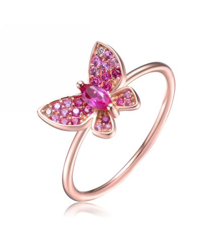 Кольцо GiGiGirl Butterfly с кубическим цирконием и позолотой 18K Rose Gold