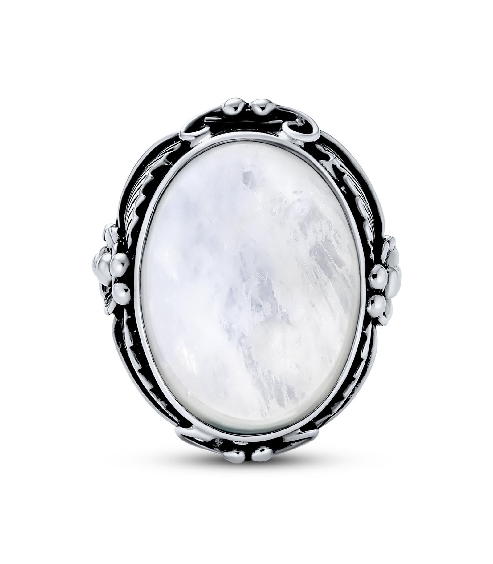 Кольцо Bling Jewelry Leaf Large Oval Natural Stone
