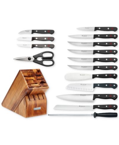 Wüsthof Gourmet Black 16-Piece Knife Set and Wooden Block