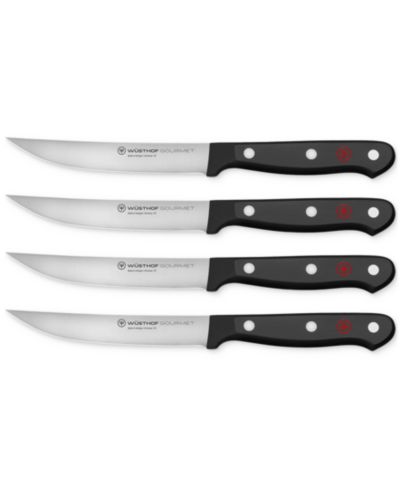 Wüsthof Gourmet Black 4-Pc. Steel Steak Knife Set