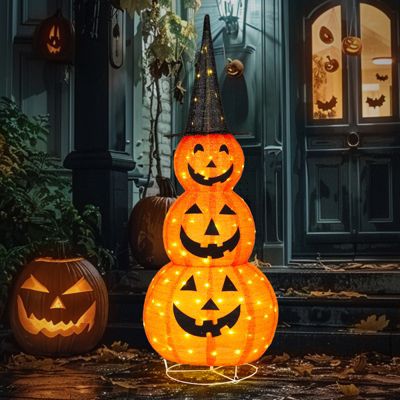Декоративные тыквы Yescom Halloween Stacked Foldable Jack O Lantern LED Lights 2026